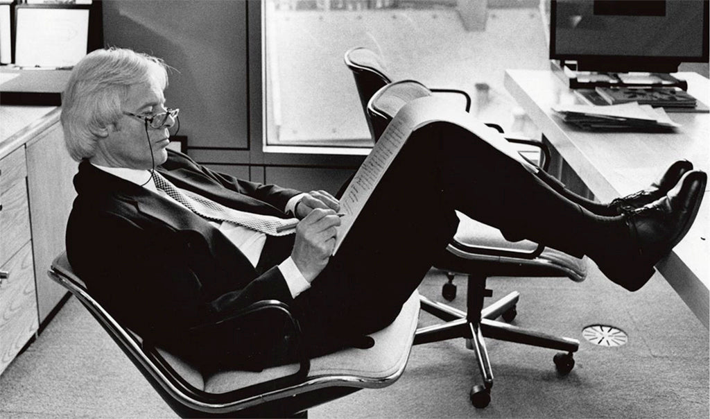 David Abbott at (or rather on his desk) at Abbott, Mead, Vickers in London.